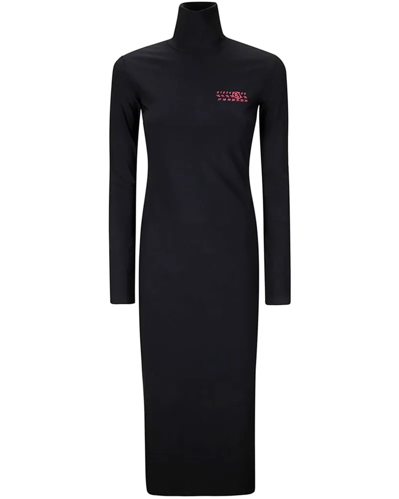 Maison Margiela Midikleid mit Logo-Print - Schwarz Schwarz