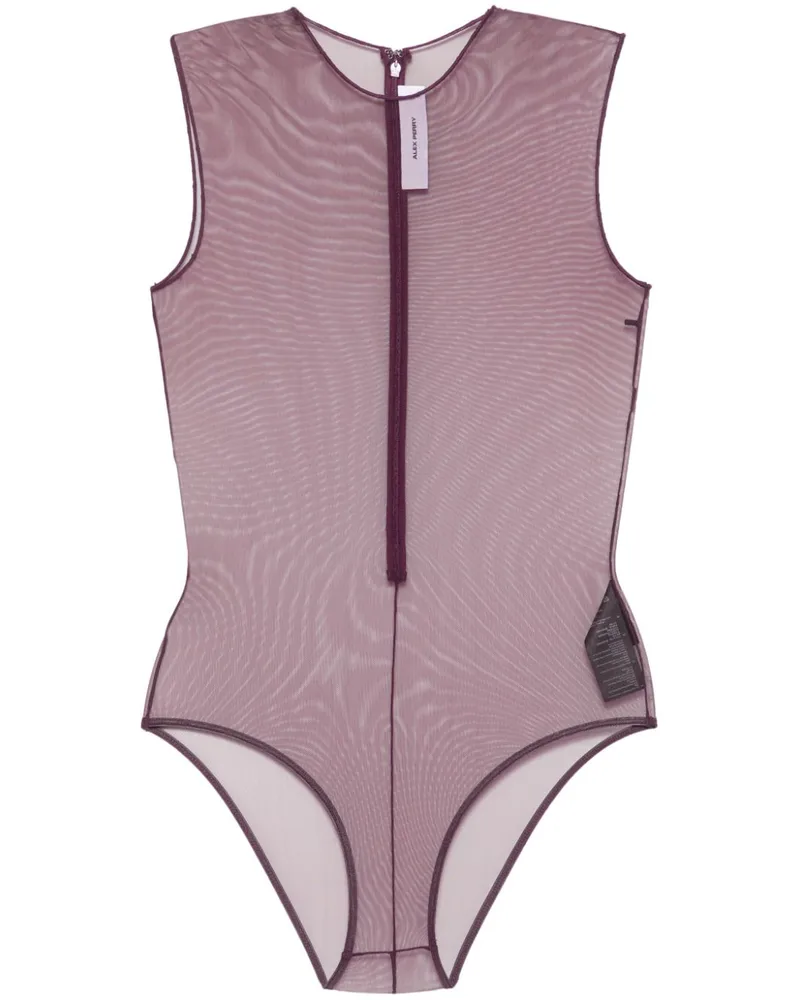 Alex Perry Mesh-Body mit rundem Ausschnitt - Rot Rot