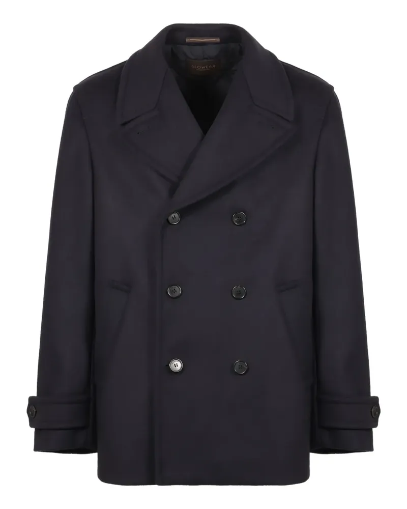 Slowear double-breasted lapel coat - Blau Blau