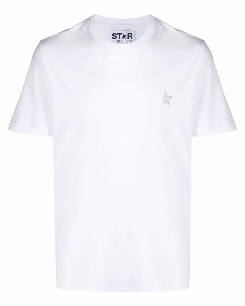 Golden Goose T-Shirt mit Glitter-Logo - Weiß Weiß