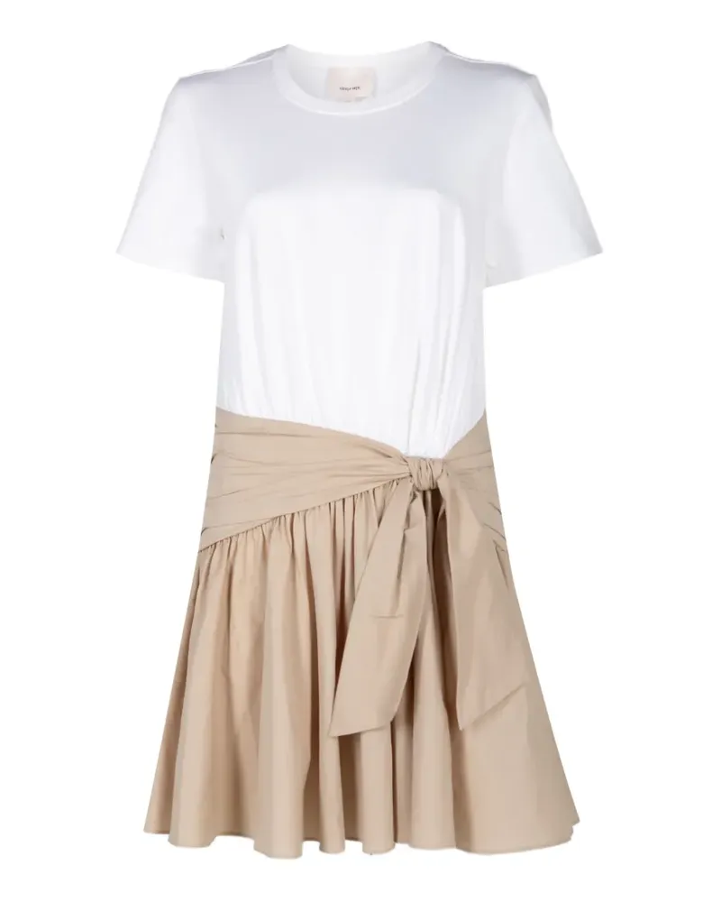 Cinq à Sept Leslie Faltenkleid mit Bindegürtel - Weiß Weiß