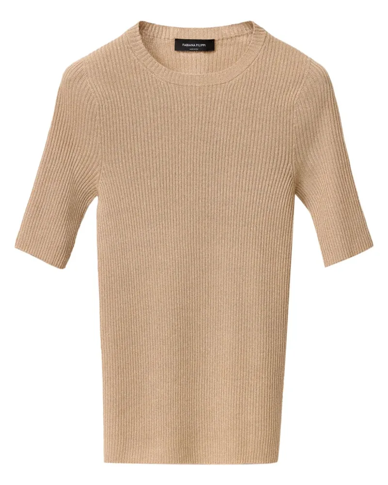 Fabiana Filippi T-Shirt aus geripptem Strick - Braun Braun