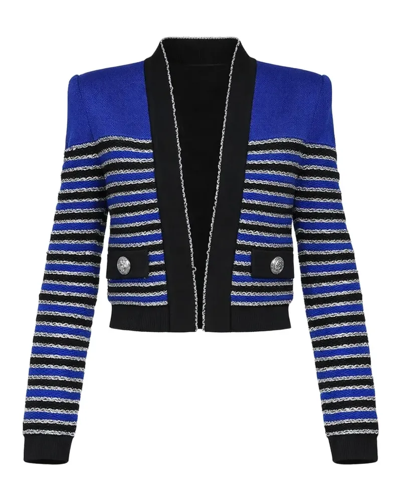 Balmain striped-knit jacket - Blau Blau