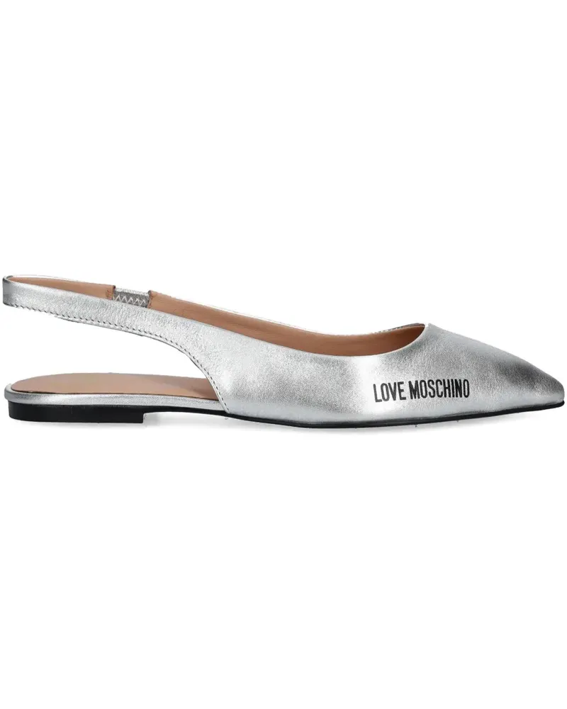 Moschino Ballerinas mit Logo-Print - Silber Silber