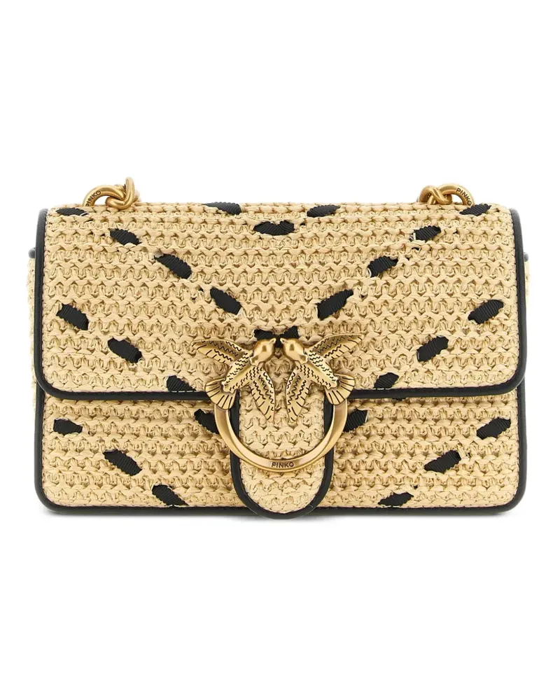 Pinko Love One Light chevron raffia small crossbody bag - Nude Nude