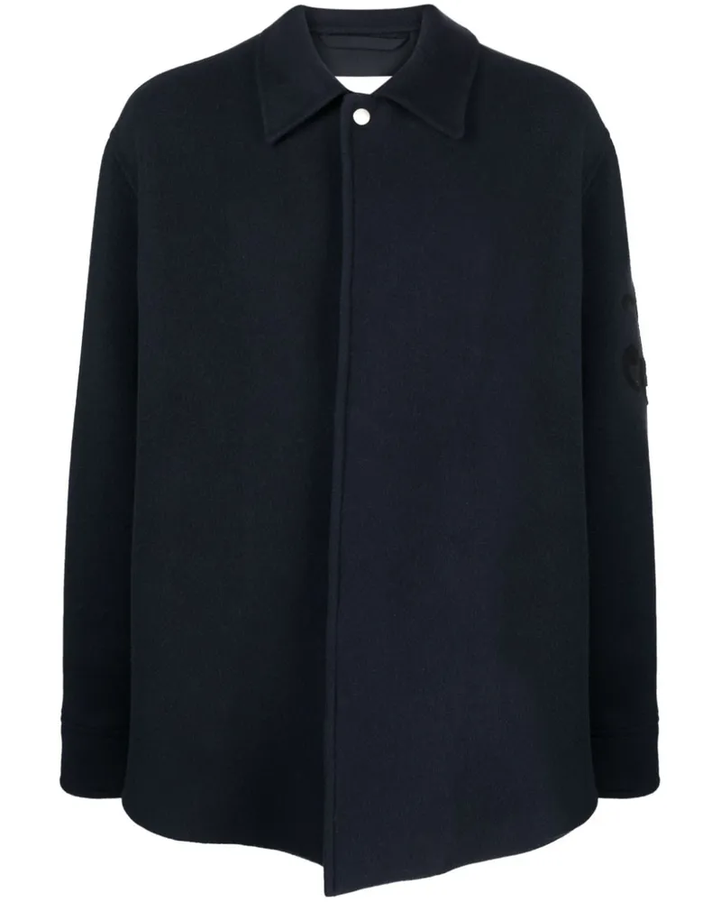 Jil Sander Hemdjacke mit Jacquard-Logo - Blau Blau