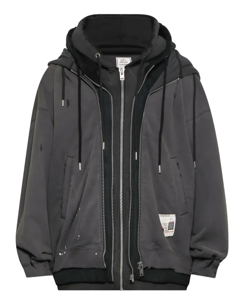 MIHARAYASUHIRO Hoodie im Layering-Look - Schwarz Schwarz