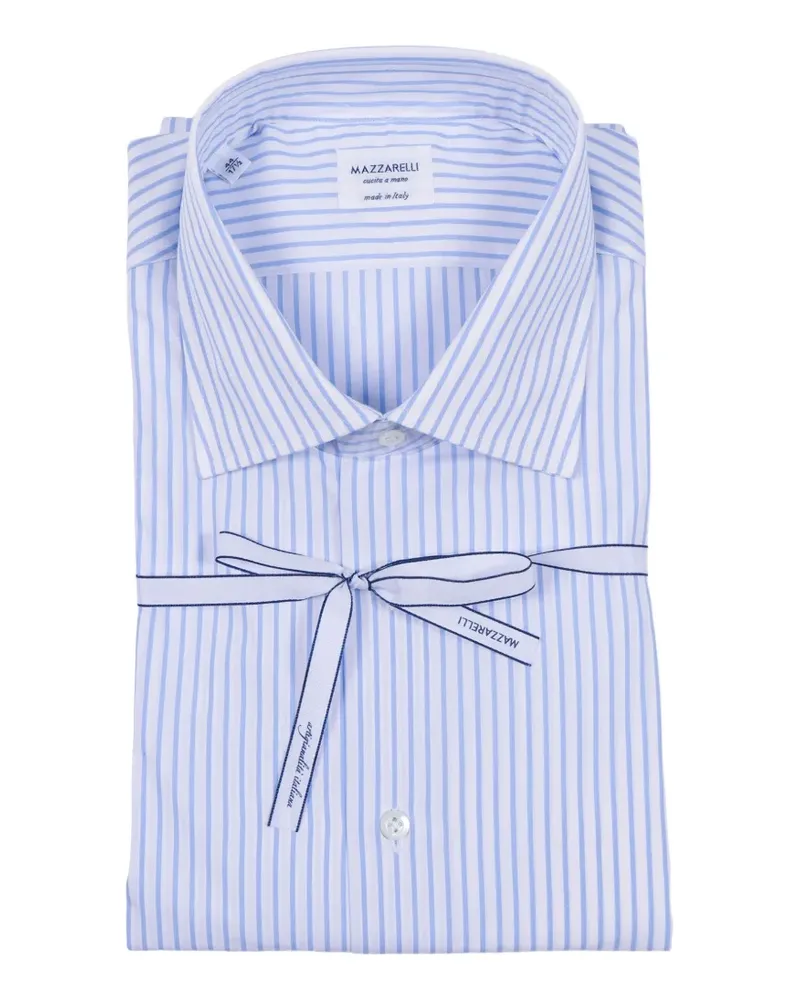 MAZZARELLI striped-pattern slim-fit shirt - Weiß Weiß