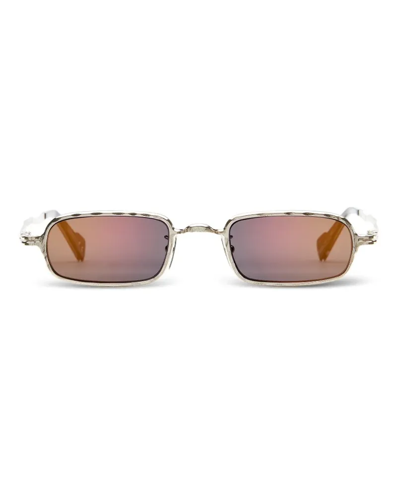 KUBORAUM Eckige Sonnenbrille mit gehämmertem Effekt - Silber Silber