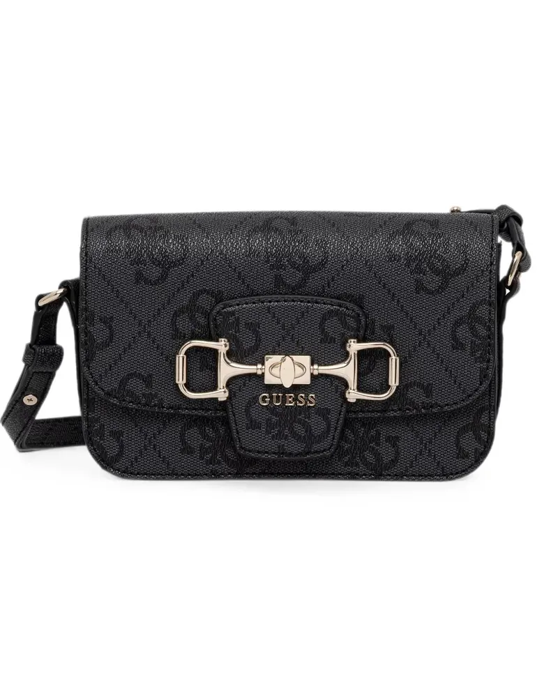 Guess monogram-pattern horsebit-detail crossbody bag - Schwarz Schwarz