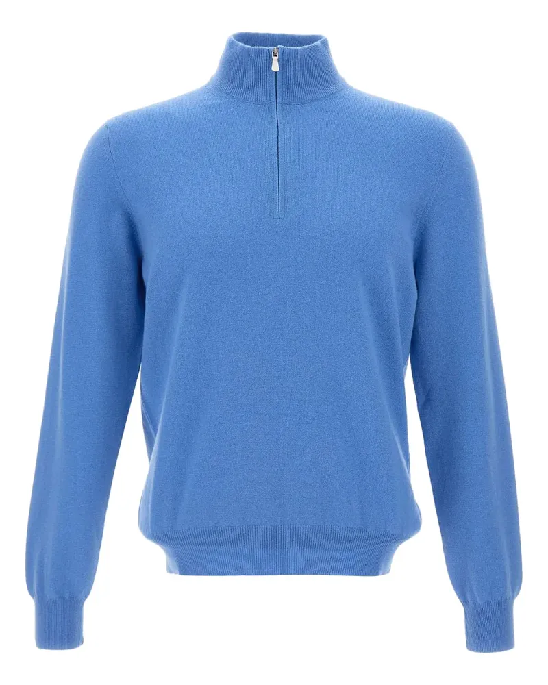 Gran Sasso Rollkragenpullover mit kurzem Reißverschluss - Blau Blau