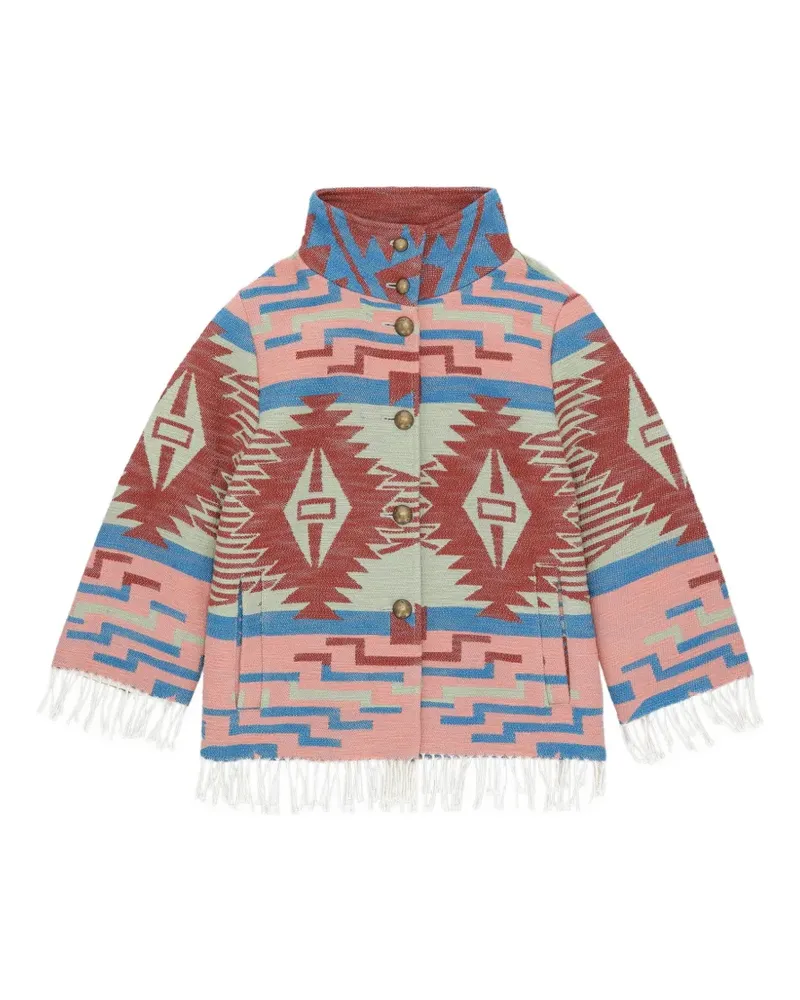 Fortela fringed geometric cotton jacket - Rosa Rosa