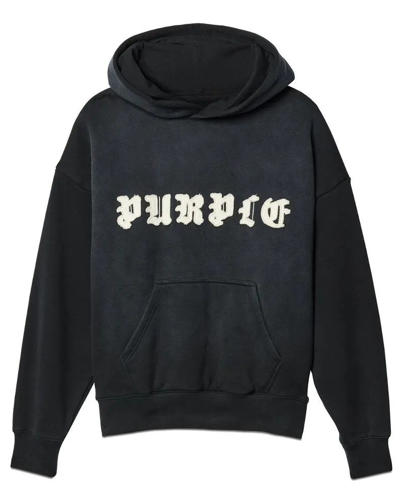 PURPLE BRAND Hoodie mit Logo-Patch - Schwarz Schwarz