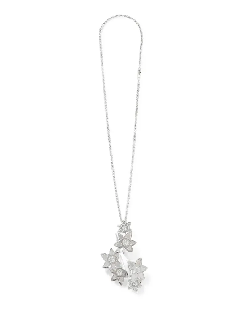 Dsquared2 Kristallverzierte Halskette mit Blumenanhänger - Silber Silber