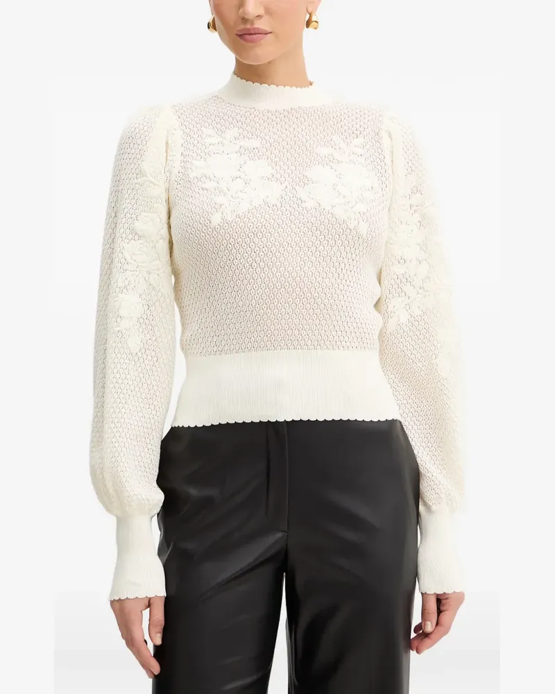 Twin-Set floral-embroidered open-knit sweater - Nude Nude