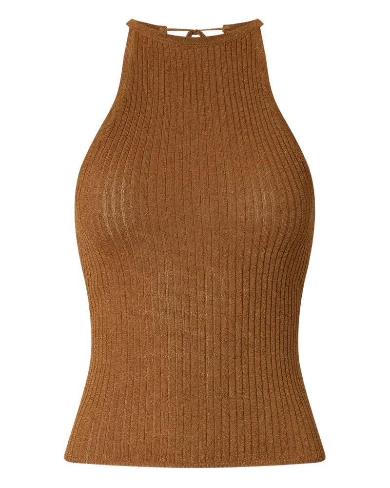 Pinko Geripptes Oberteil mit Schleifenverschluss - Braun Braun