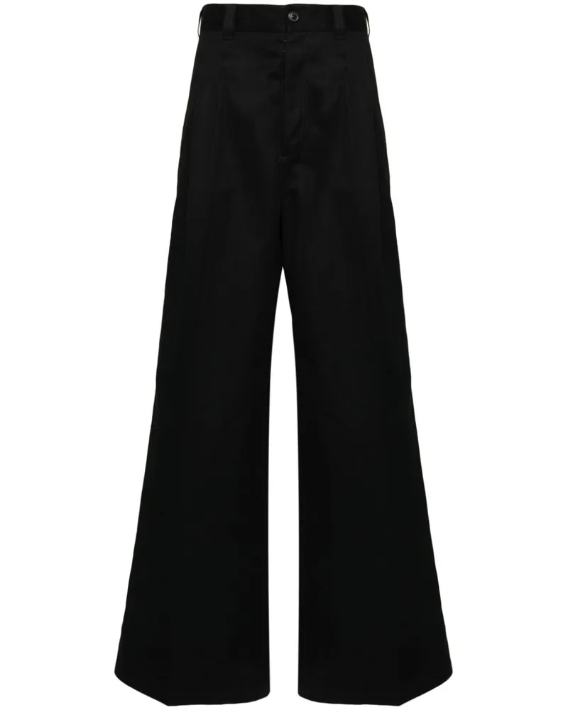 Maison Margiela Plissierte Yoke Palazzohose - Schwarz Schwarz