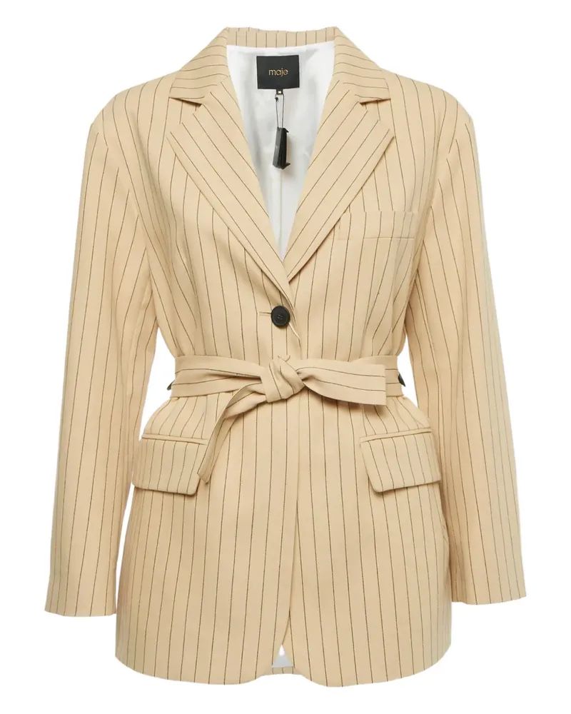 Maje striped belted blazer - Nude Nude