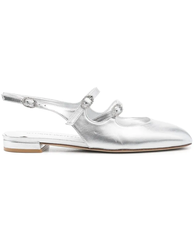 Stuart Weitzman Ballerinas aus laminiertem Leder - Silber Silber