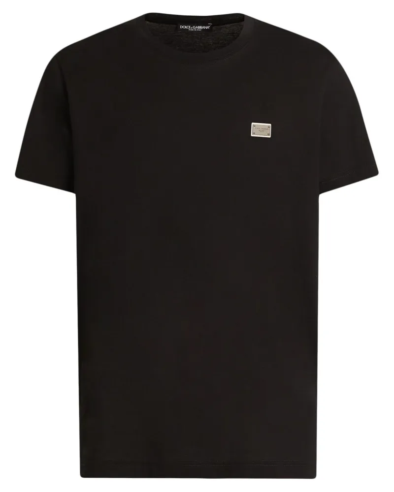Dolce & Gabbana T-Shirt mit Logo-Schild - Schwarz Schwarz