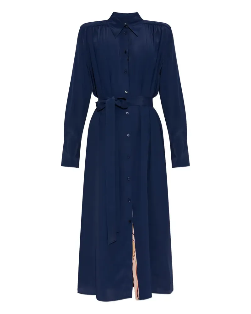 Paul Smith Seidenkleid mit Gürtel - Blau Blau