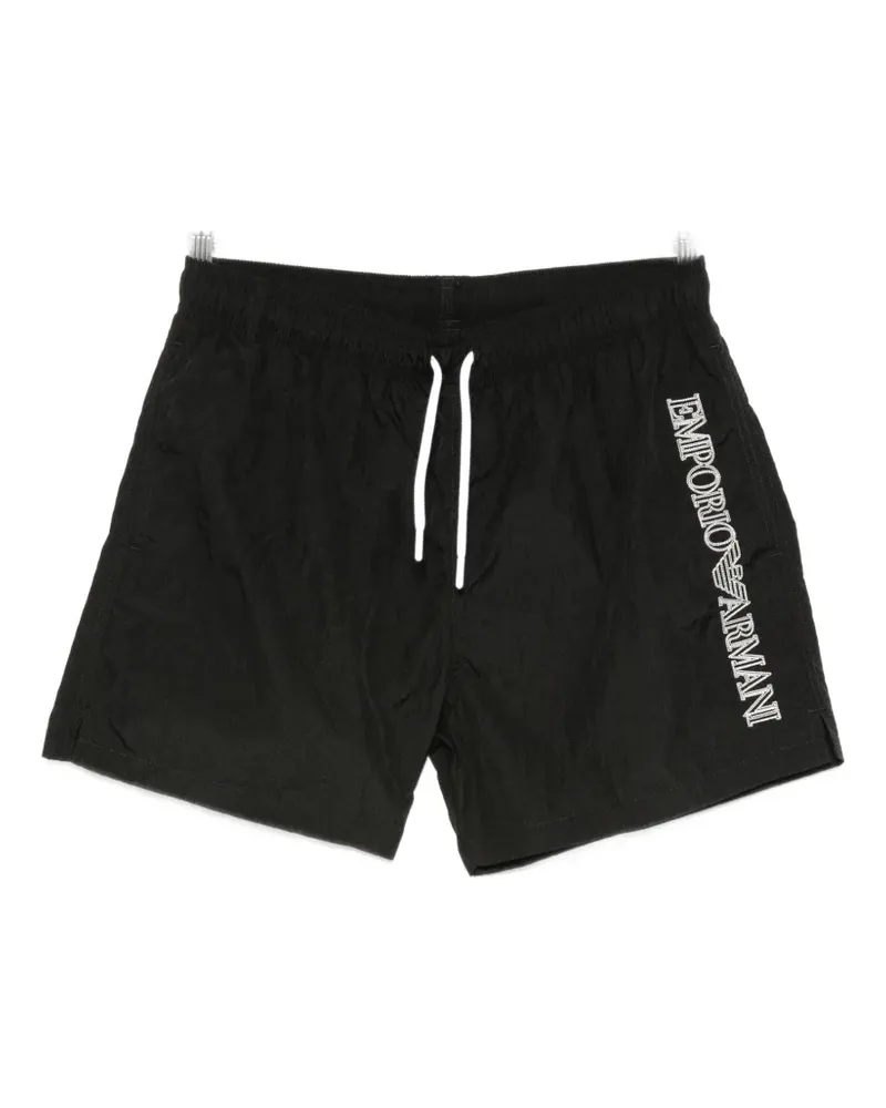 Emporio Armani logo-embroidered drawstring swim shorts - Schwarz Schwarz