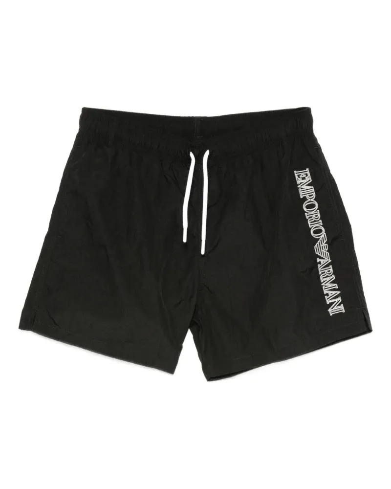 Emporio Armani Badeshorts mit Logo-Stickerei - Schwarz Schwarz