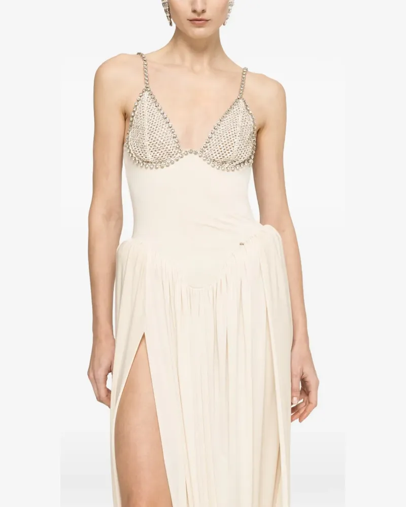NISSA Exaggerated Hip Midikleid aus Spitze - Nude Nude