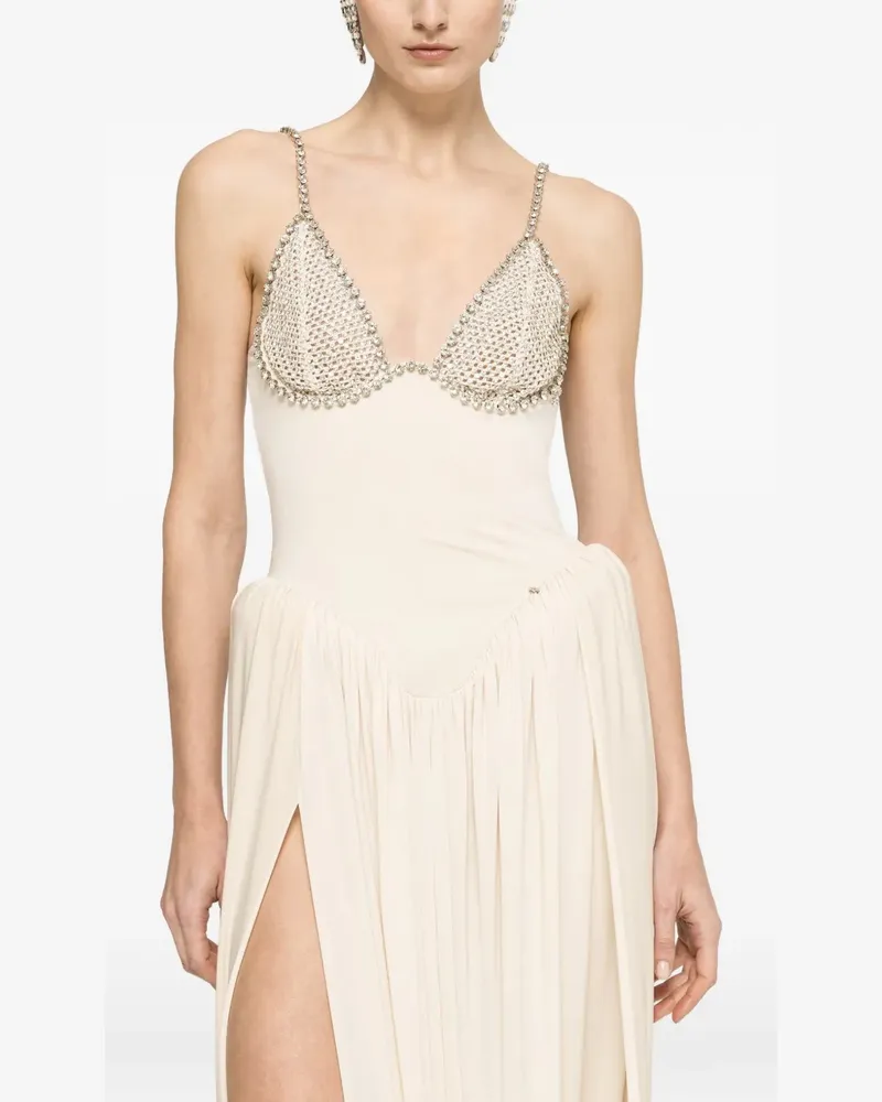 NISSA crystal-embellished draped maxi dress - Nude Nude