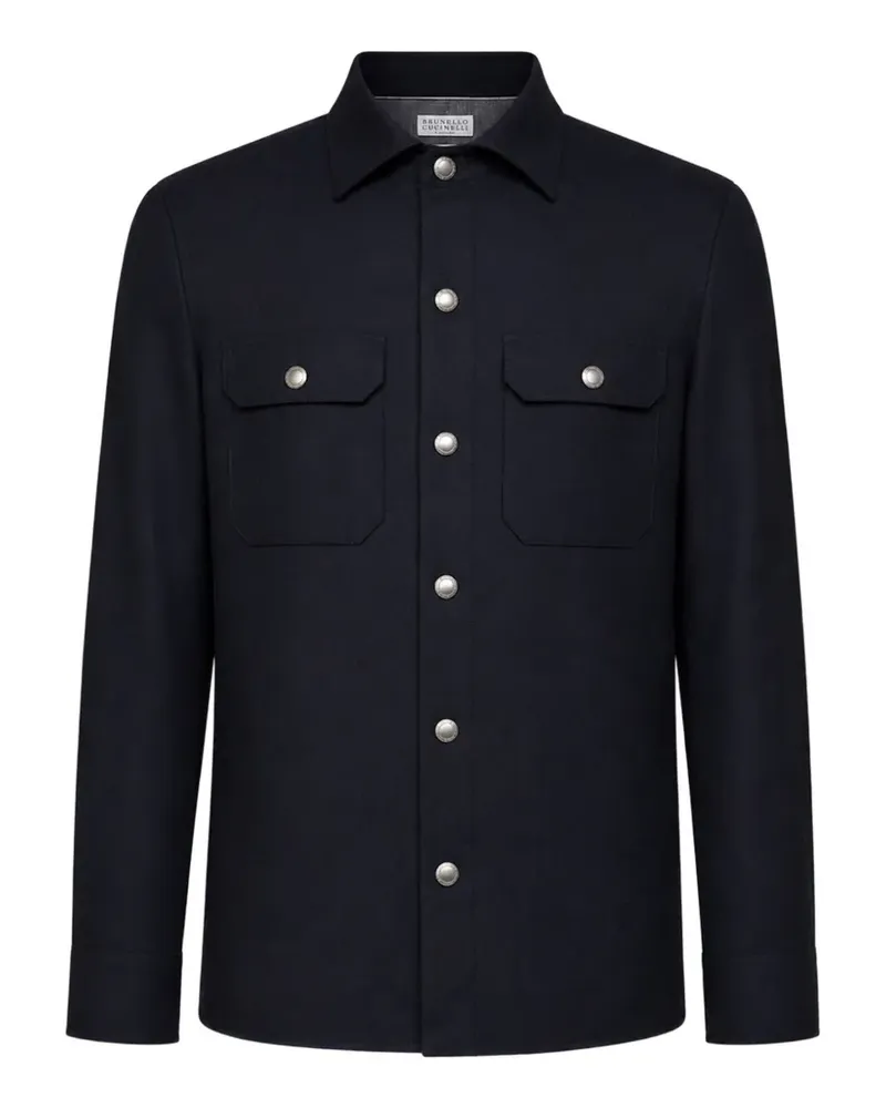 Brunello Cucinelli Hemd mit Druckknöpfen - Blau Blau