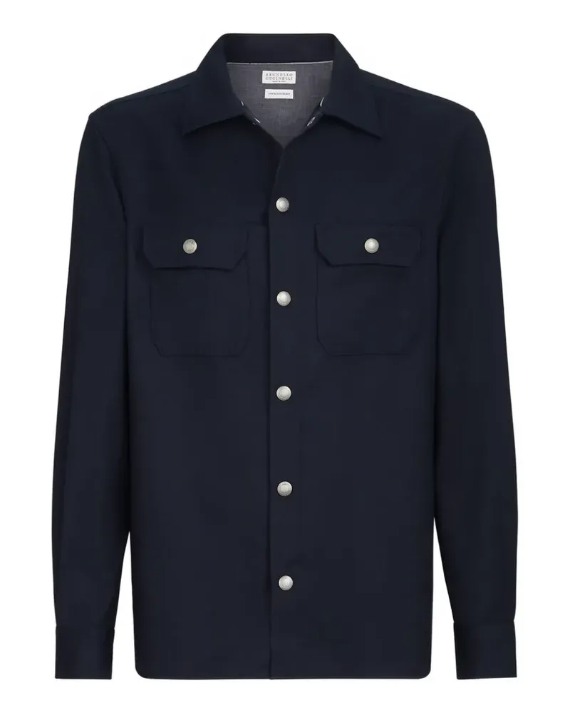 Brunello Cucinelli Hemd mit Druckknöpfen - Blau Blau