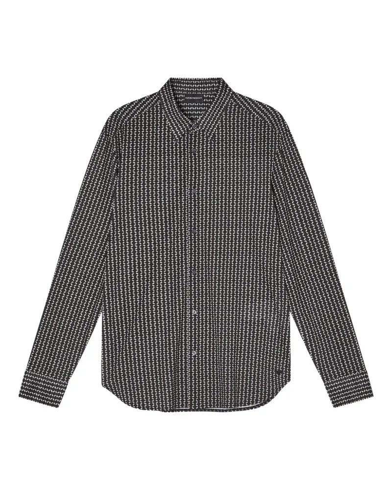 Emporio Armani Gemustertes Hemd - Schwarz Schwarz