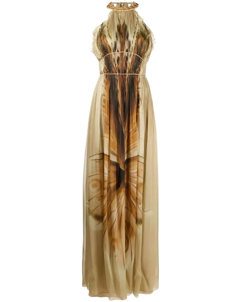 Alberta Ferretti Flüssigkeit Butterfly Maxikleid - Nude Nude