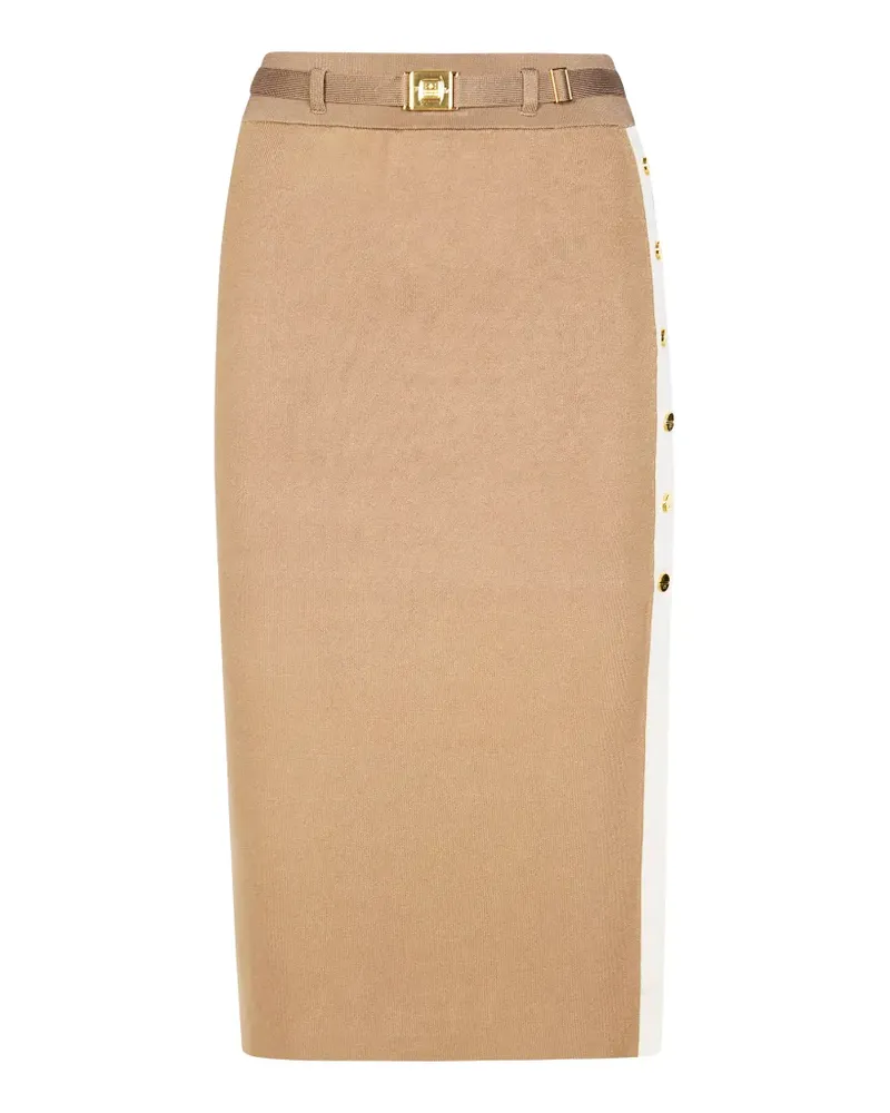 Elisabetta Franchi belted buttoned skirt - Nude Nude