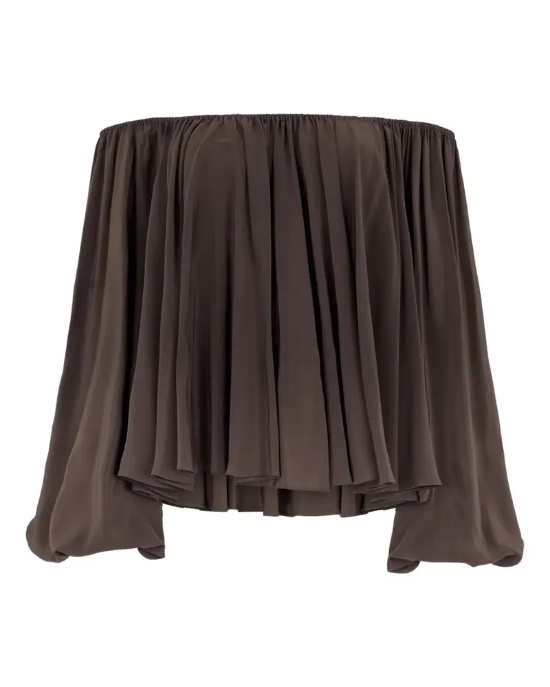 7 for all mankind elasticated off-shoulder top - Braun Braun