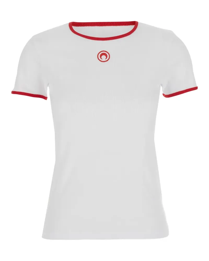 Marine Serre embroidered trim T-shirt - Weiß Weiß