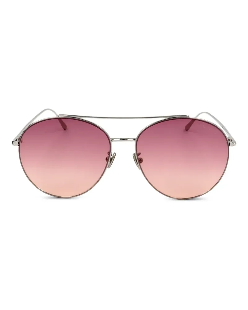Tom Ford Cleo Pilotenbrille mit Doppelsteg - Silber Silber
