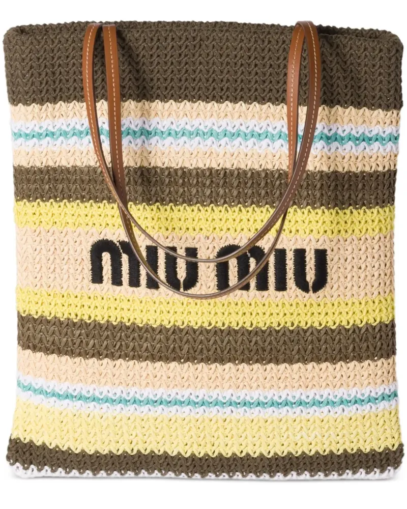 Miu Miu Shopper mit Streifen - Grau Grau