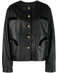 Blazé Milano Einreihiger Lederblazer Schwarz