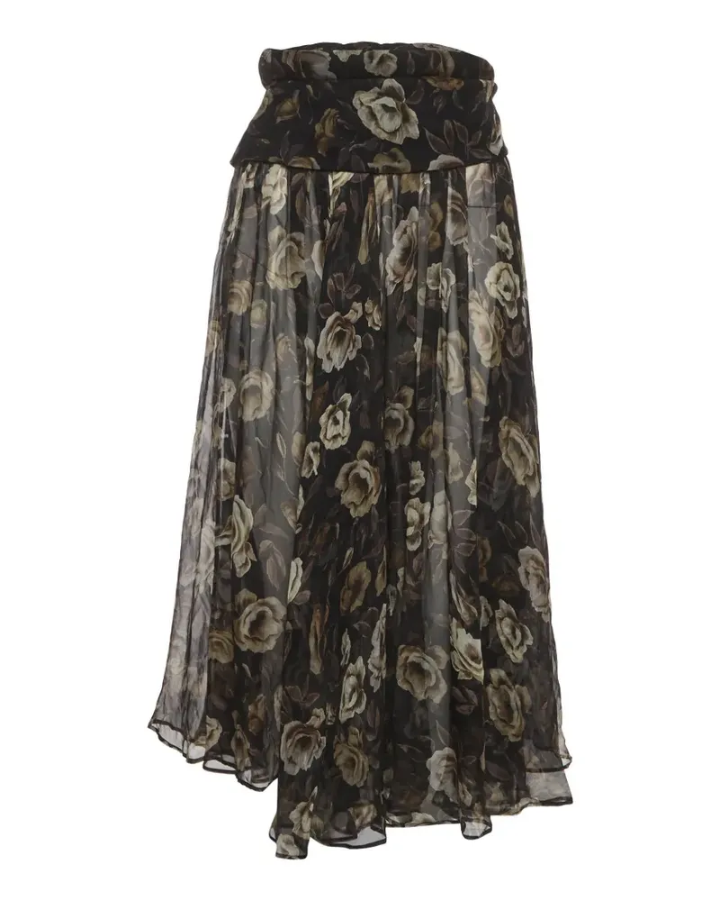 Magda Butrym floral-print silk midi skirt - Schwarz Schwarz