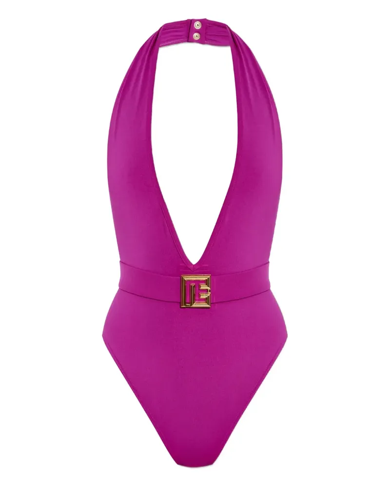 Balmain Badeanzug mit Gürtel - Violett Violett