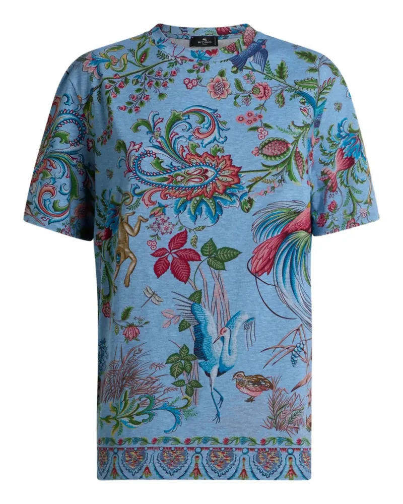 Etro flora fauna-motif T-shirt - Blau Blau
