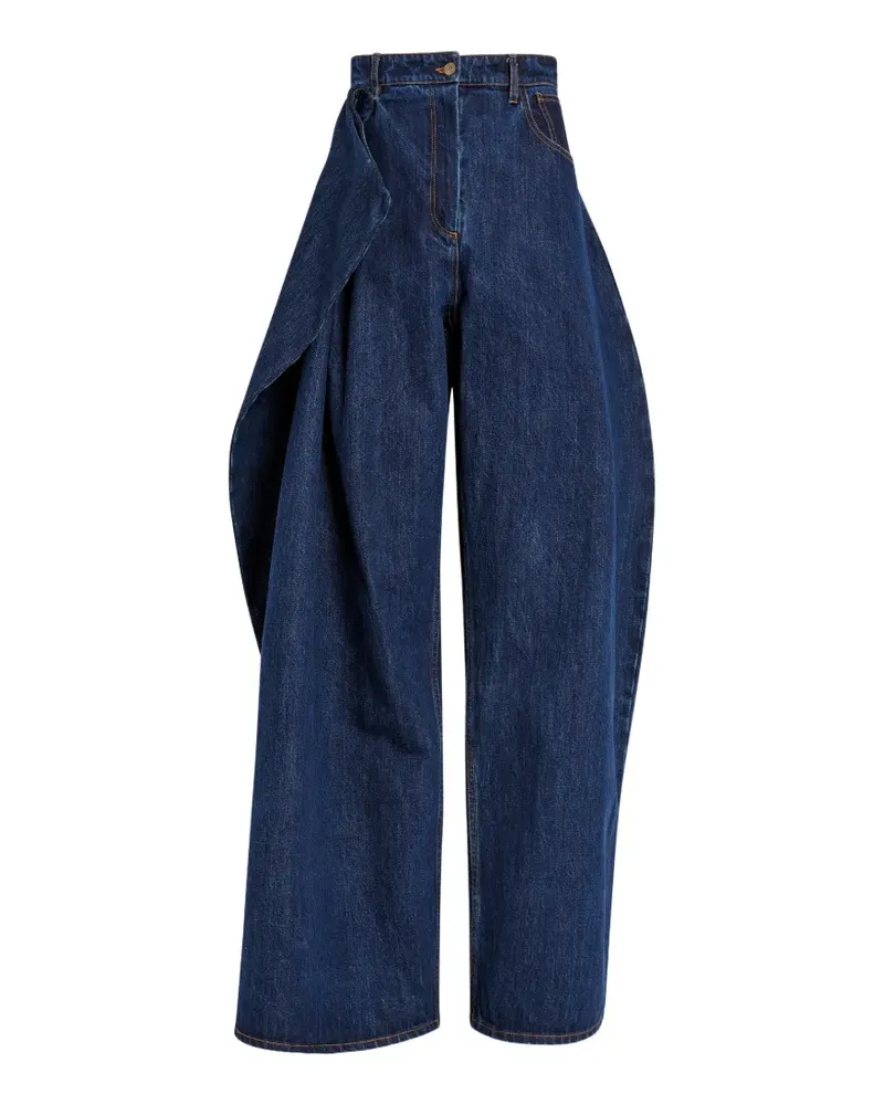A.W.A.K.E. Asymmetrische Jeans mit Falten - Blau Blau