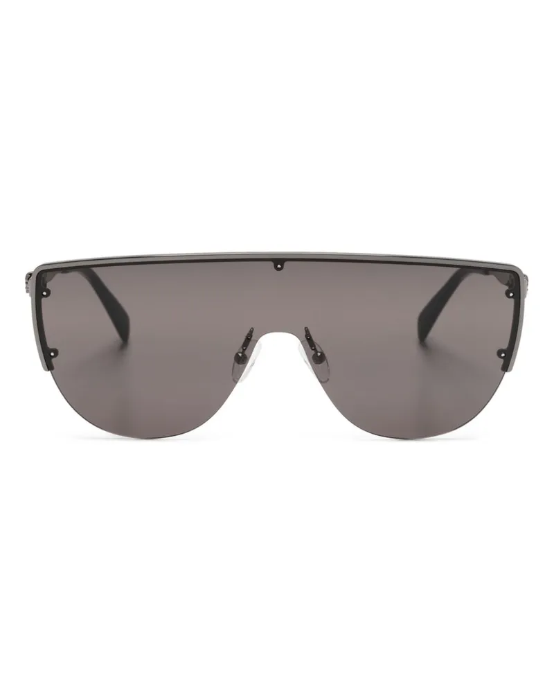 Alexander McQueen Sonnenbrille mit Shield-Gestell - Schwarz Schwarz