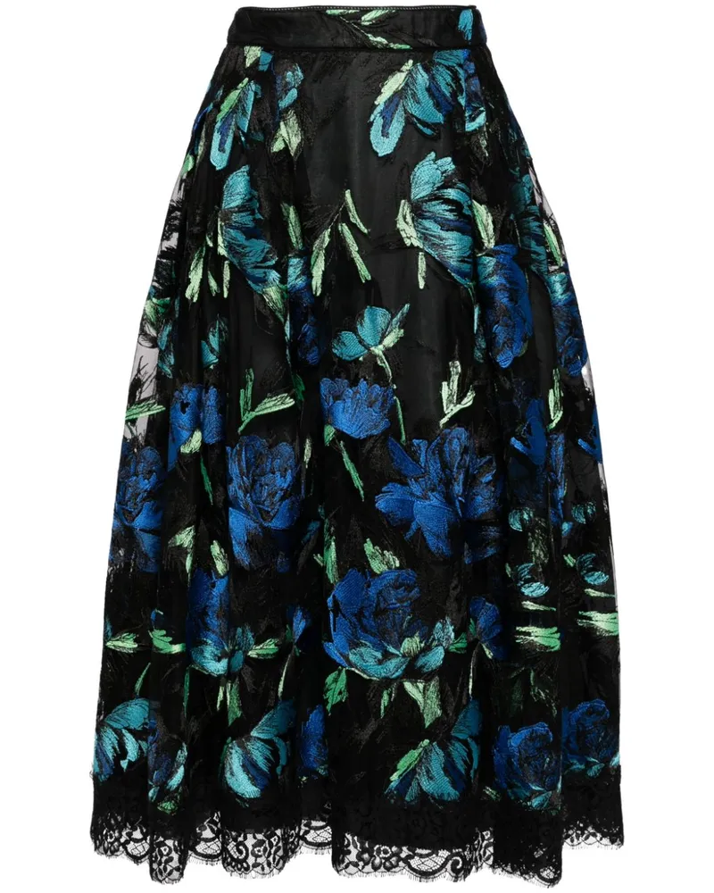 SHIATZY CHEN Libre Collection Rock mit Rosenstickerei - Schwarz Schwarz
