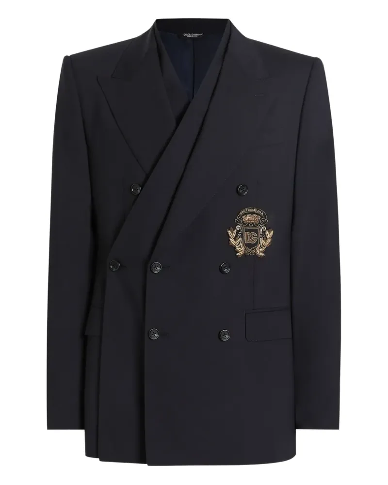 Dolce & Gabbana Doppelreihiger Blazer mit Wappendetail - Blau Blau
