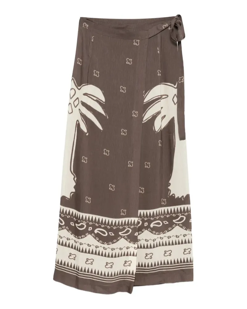 ottod’Ame Midirock mit Palmenprint - Braun Braun