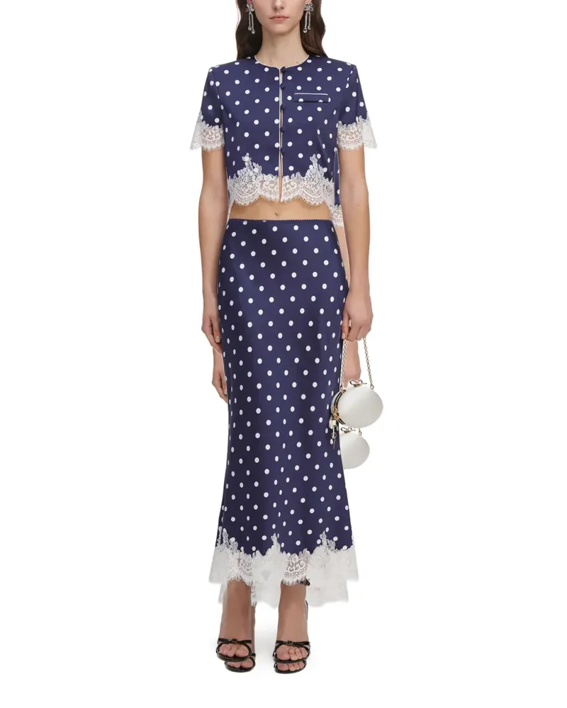 Self-Portrait polka-dot lace-trim skirt - Blau Blau