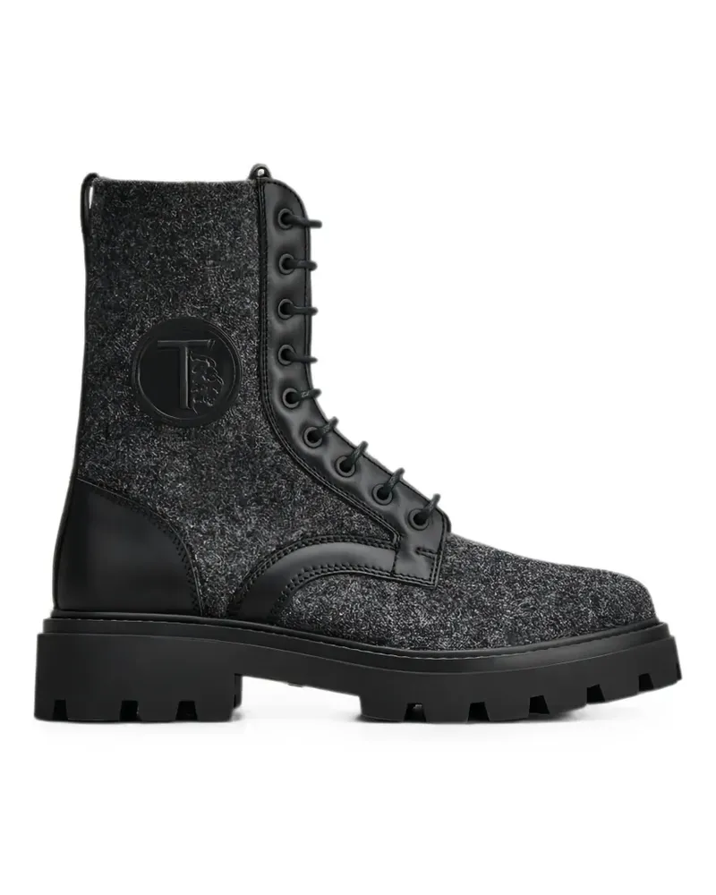 TOD'S felt-texture lace-up boots - Grau Grau