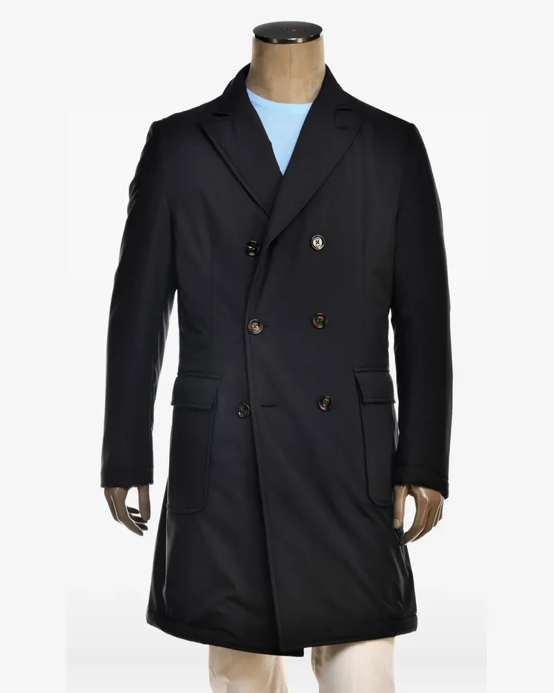 Kiton Doppelreihiger Ofu Regenmantel - Blau Blau